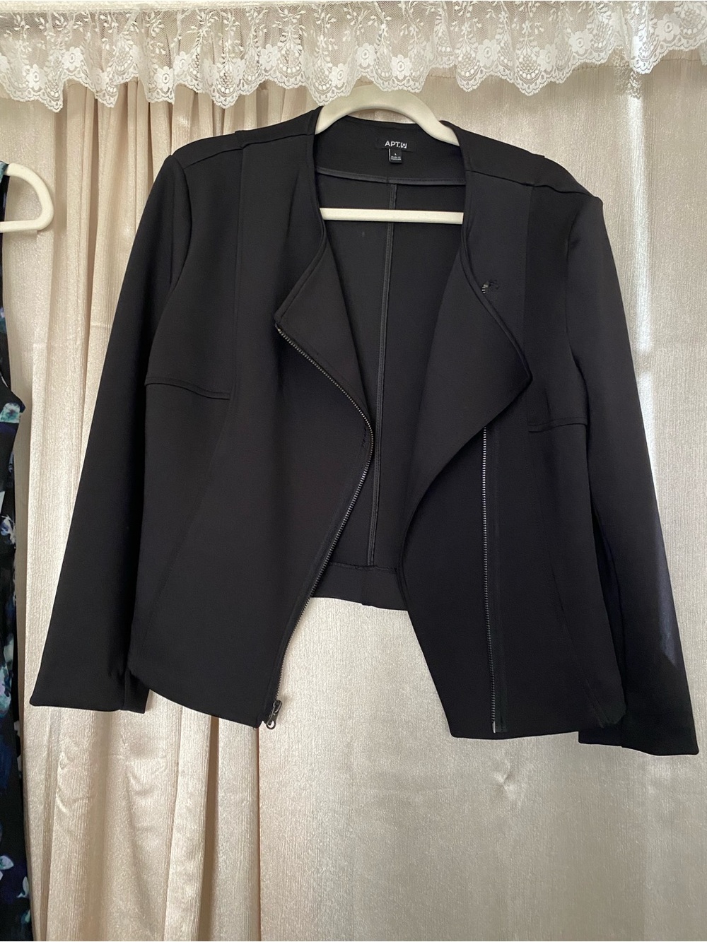 Apt 9 Black Scuba Moto Jacket Asymmetrical Zip Stretch Large